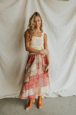 Henly Tops Sara Eyelet Sweater Knit Crop In Buttercream