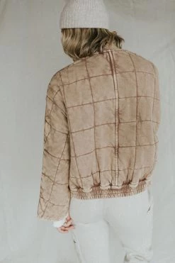 Henly Free People Dolman Quilted Knit Jacket In Champagne Diamond