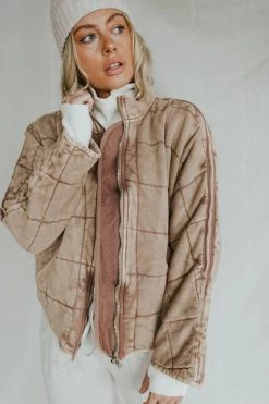 Henly Free People Dolman Quilted Knit Jacket In Champagne Diamond