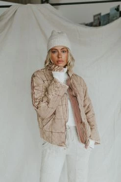 Henly Free People Dolman Quilted Knit Jacket In Champagne Diamond