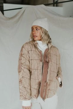 Henly Free People Dolman Quilted Knit Jacket In Champagne Diamond