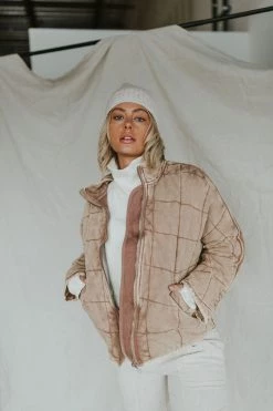 Henly Free People Dolman Quilted Knit Jacket In Champagne Diamond