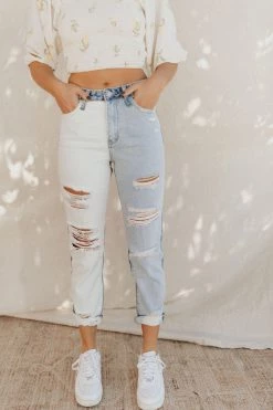 Henly Denim Noni High Rise Color Block Jeans