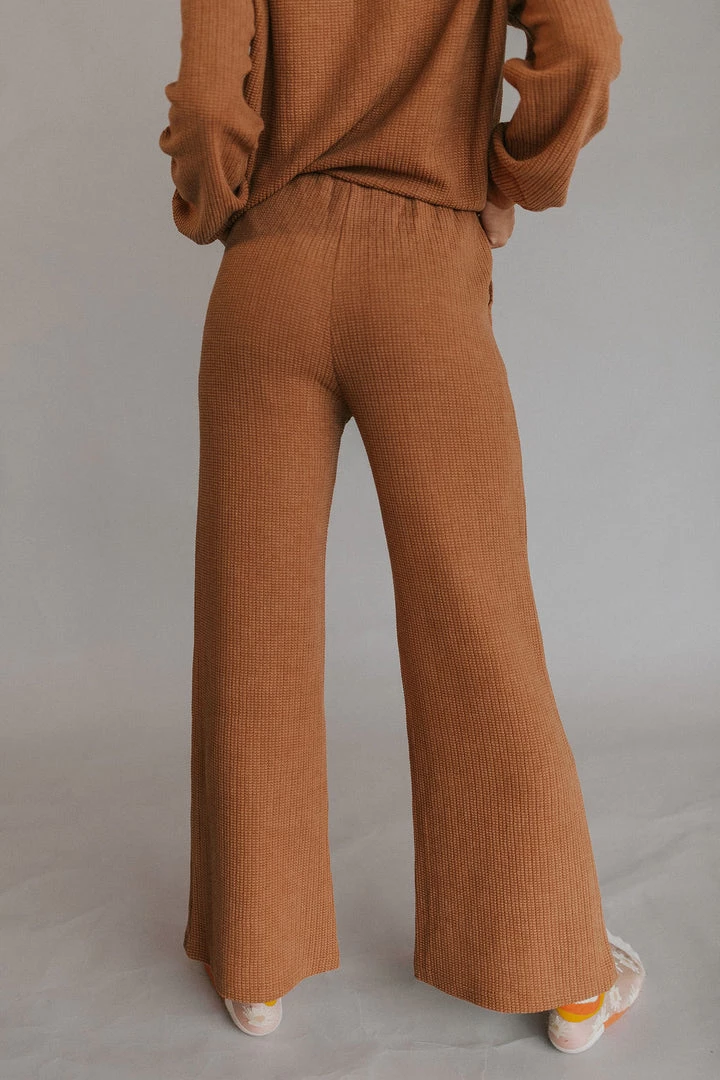 Henly Lennox Waffle Henley Set In Butterscotch