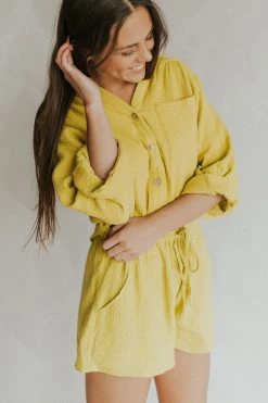 Henly You Gauze To Be Kidding Me Shorts In Lemon Grass SETS