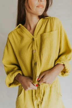 Henly You Gauze To Be Kidding Me Top In Lemon Grass