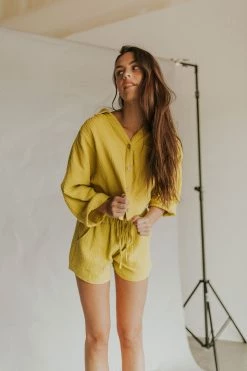 Henly You Gauze To Be Kidding Me Shorts In Lemon Grass SETS