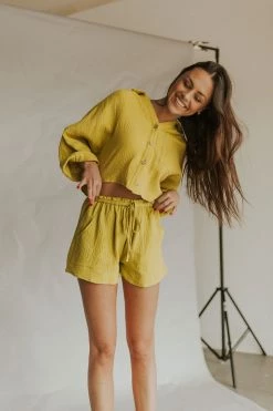 Henly You Gauze To Be Kidding Me Shorts In Lemon Grass SETS