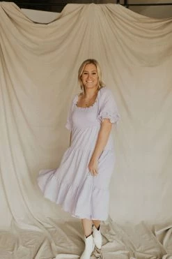 Henly Dresses Laurel Smocked Midi In Lavender
