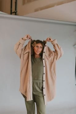 Henly *Inside Out Fleece Jacket In Taupe SALE