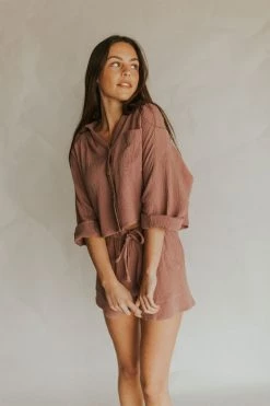 Henly You Gauze To Be Kidding Me Top In Red Bean