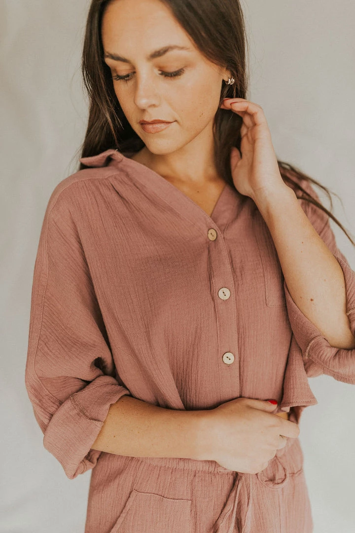 Henly You Gauze To Be Kidding Me Top In Red Bean