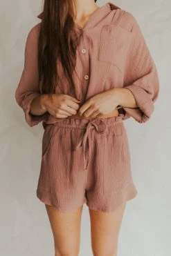 Henly You Gauze To Be Kidding Me Shorts In Red Bean