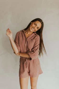 Henly You Gauze To Be Kidding Me Shorts In Red Bean