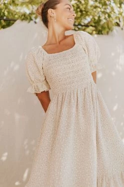 Henly Cream Of The Crop Embroidered Midi Dresses