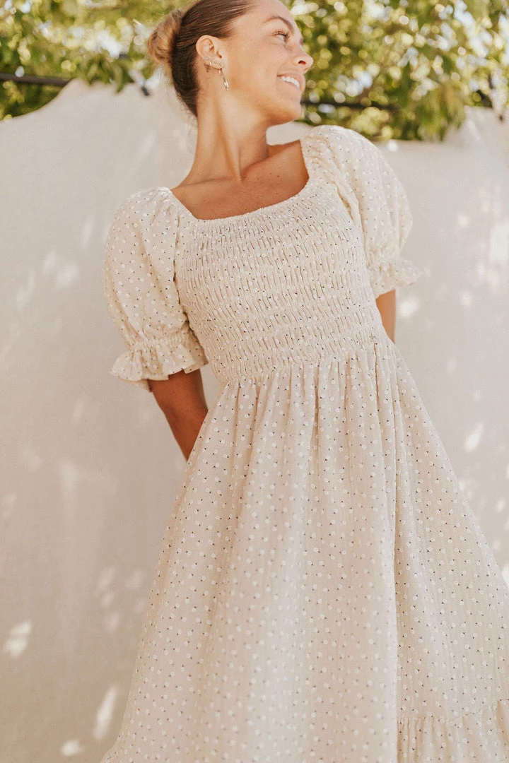 Henly Cream Of The Crop Embroidered Midi Dresses