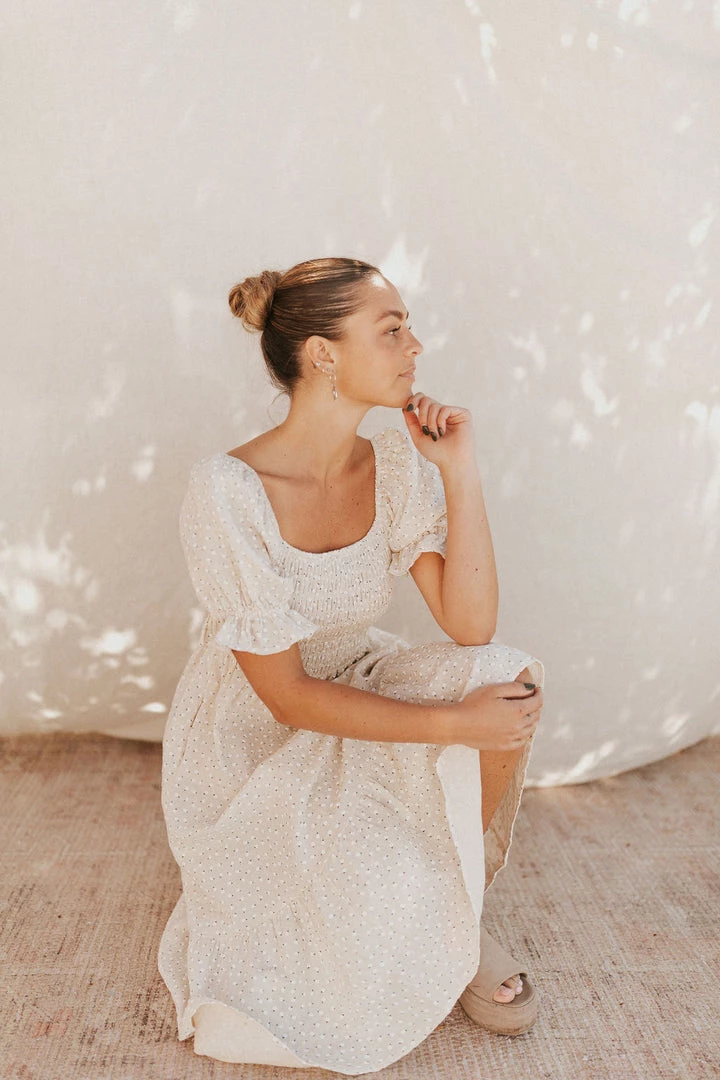 Henly Cream Of The Crop Embroidered Midi Dresses