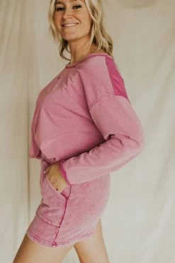 Henly *Pink Punch Open Back Sweatshirt In Fuchsia