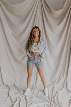 Henly Flower Fields Denim Short In Blue