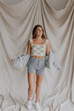 Henly Flower Fields Denim Short In Blue