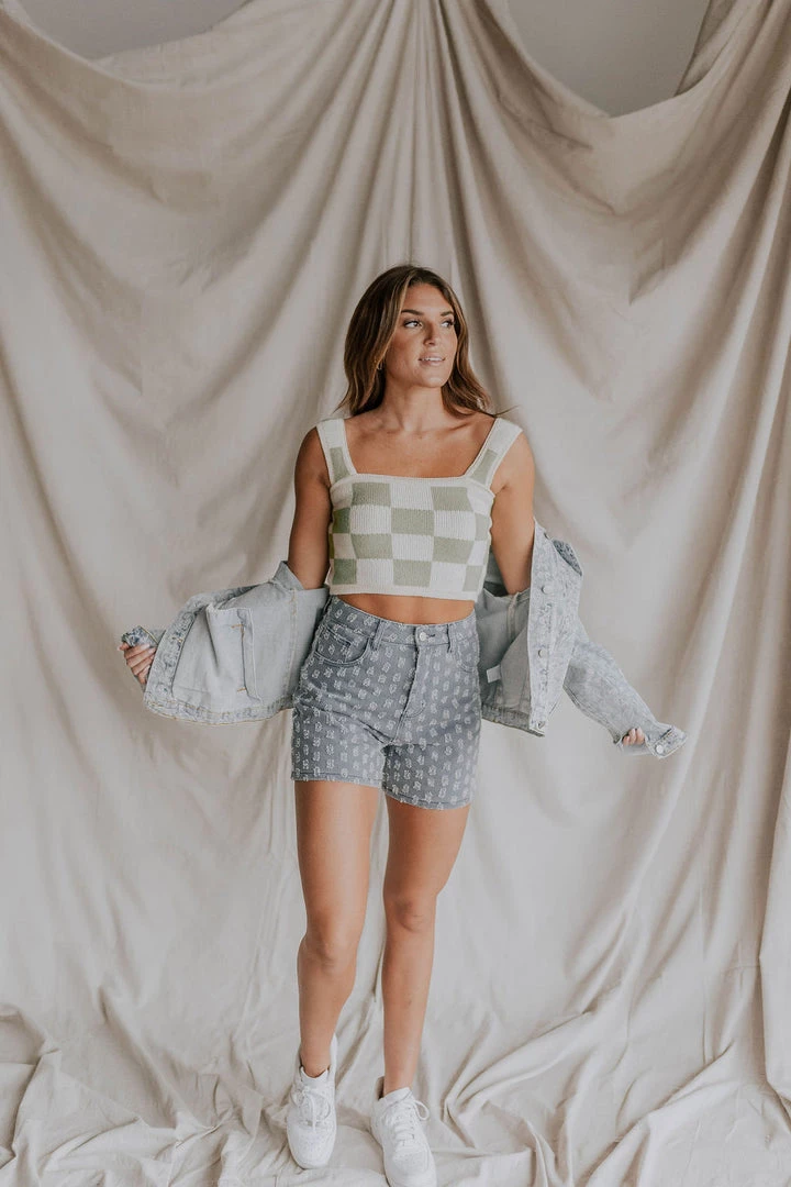 Henly Flower Fields Denim Short In Blue