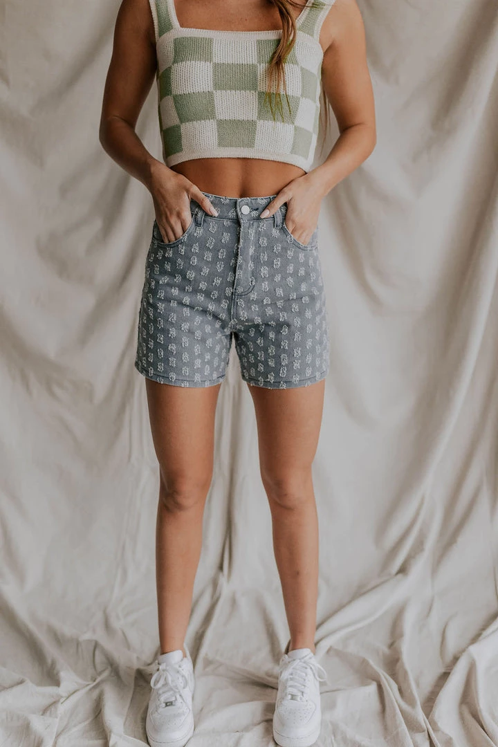 Henly Flower Fields Denim Short In Blue