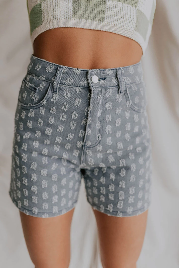 Henly Flower Fields Denim Short In Blue