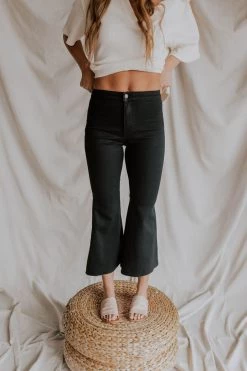 Henly Denim Free People Youthquake Crop Flare In Blackout