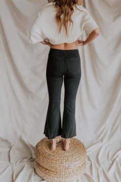 Henly Denim Free People Youthquake Crop Flare In Blackout