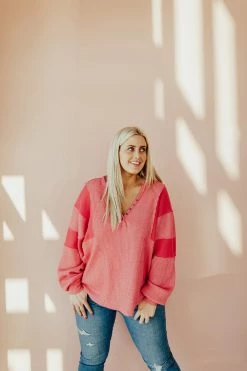 Henly Tops Free People Callisto Henley In Hot Berry