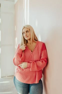 Henly Tops Free People Callisto Henley In Hot Berry